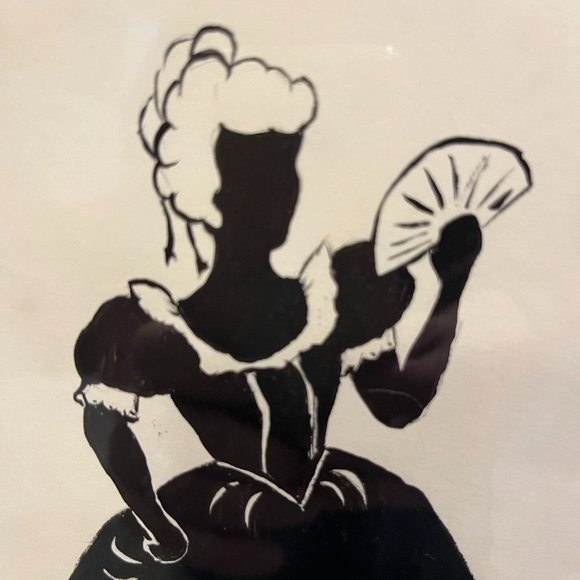 Vintage HANDCRAFTED SILHOUTTE Drawing Courting Victorian Lady and Gentleman - Picture 7 of 12